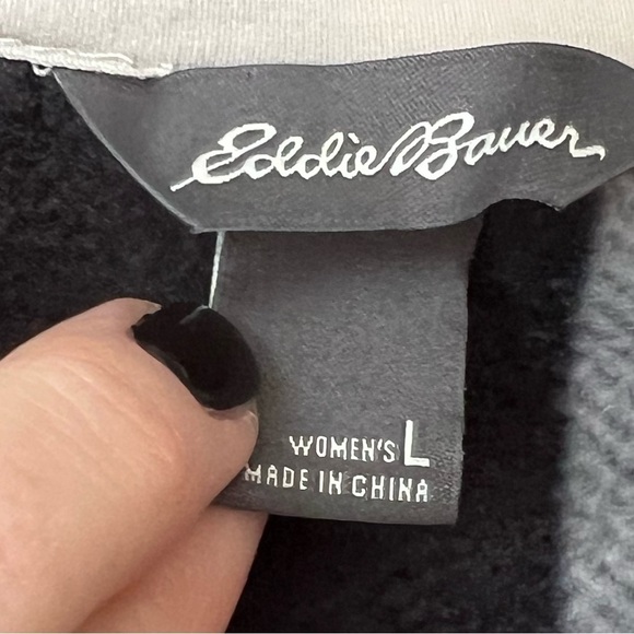 Eddie Bauer Women Checkered Plaid Quarter Zip Fleece Sweatshirt Size L Cabincore - Picture 2 of 4